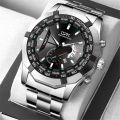 Big Face Dial 46MM Wrist Watch for Men Steel Bracelet Waterproof Military Sports Male Quartz Wristwatches.