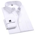 2023 Men French Cuff Dress Shirt Cufflinks New White Long Sleeve Casual Buttons Male Brand Shirts Regular Fit Clothes.