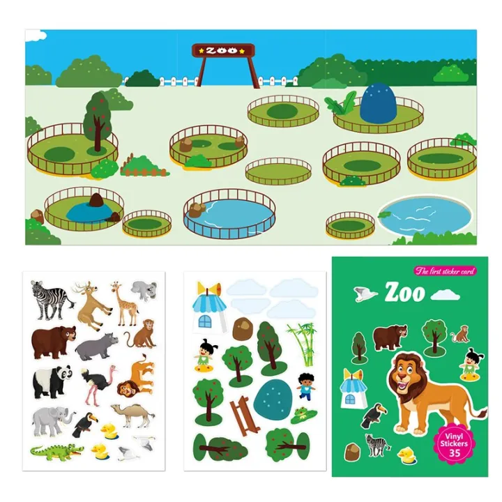 Kids%20Baby%20Early%20Learning%20Educational%20Toys%20Cartoon%20Zoo%20Sea%20Animals%20Creation%20Sticker%20Book%20-%20Image%202