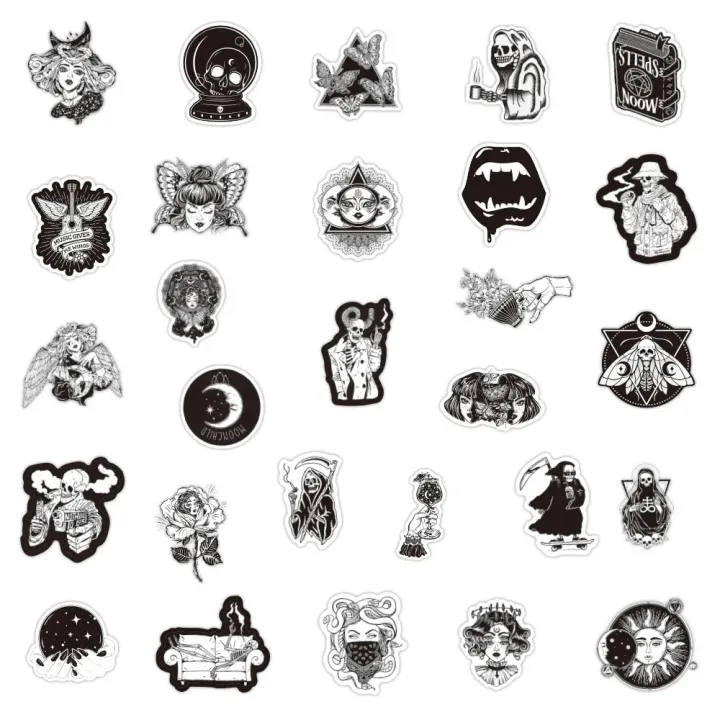 10/30/50PCS%20Retro%20Gothic%20Style%20Black%20and%20White%20Stickers%20DIY%20Bike%20Travel%20Luggage%20Guitar%20Laptop%20Waterproof%20Classic%20Kid%20Toy%20Sticker%20-%20Image%205