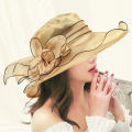 Sun Hat Female Sun Color Hat Sun Protection UV Protection Spring Summer Hat Gauze Cap Beach Hat Organza Black Edge. 