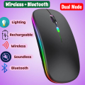 wireless bluetooth M2 dual mode rechargeble backlit lighting ultra slim design compac size portable rgb mouse.