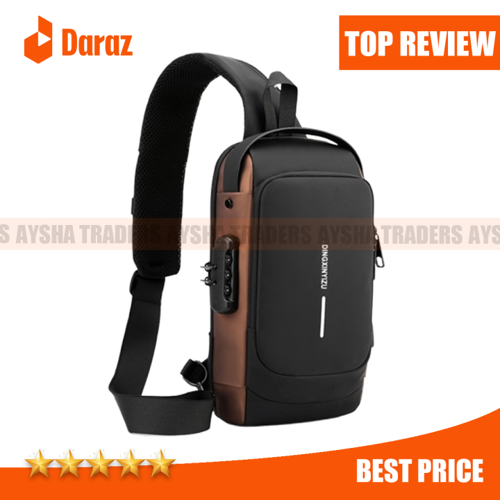 Multipurpose Patent Leather Chest Bag Biker Bag - Waterproof Men's Travel Bags to Keep Your Belongings Safe - Chest Bags with Charging