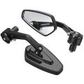 Handlebar end Grip Side Mirror for Motorcycle. Universal Looking glass handle end. Black 1306. 