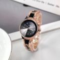 Elegant Quartz Business Watch for Women with Rose Gold Case and White  Strap. 