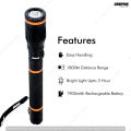 Geepas GFL4659 Rechargeable LED Flashlight - Portable Waterproof Hyper Bright 3W CREE LED Torch Light | 1.5 Hours Working with 1000M Distance Range. 