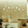3D Sticker, 40 X Star Art Mirror Wall Sticker Surface Decal Home Room DIY Art Decor (Silver).