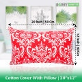 Fiber Cushion with Cover, Red, (20"x12"). 