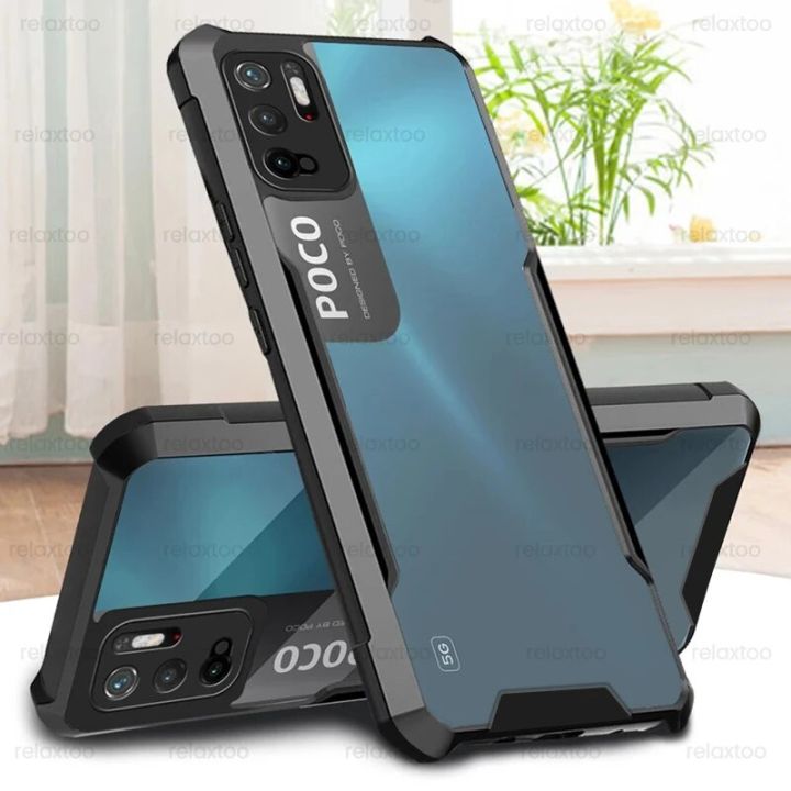 Clear Acrylic Heavy Duty TPU Bumper Back Covers For Poco M3 - Main Image