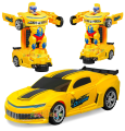 Transforming Robot Car, One Button Deformation Car Robot Toy with Realistic Race Car Sounds, LED Lights and 360 Degree Rotating Bump and Go Robot Function,Deform sports car.