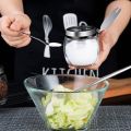 【220 】Kitchen Glass Salt Jar Seasoning Box Household Stainless Steel Spice Jar Spice Jar Oil Salt Jar. 