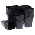 10pc Black Flower Pots Plastic Pots Small Square Pots for Succulent plants Layor. 