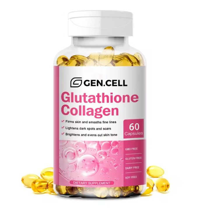 GEN.CELL Glutathione and Collagen Capsules (30 or 60 Pcs) of for Whitening, Brightening & Youthful Skin, Nail and Hair