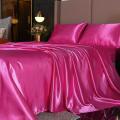 Luxury Silk Microfiber Rose Sheet Set two pcs pillow cover and one Flat sheet Fitted Sheet Bedding Set. 