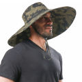 100% Cotton Camouflage Bucket Hat 16CM Large Wide Brim Sun Hat Camping Hiking Mesh Breathable Anti UV Fishing Hats for Men Women. 