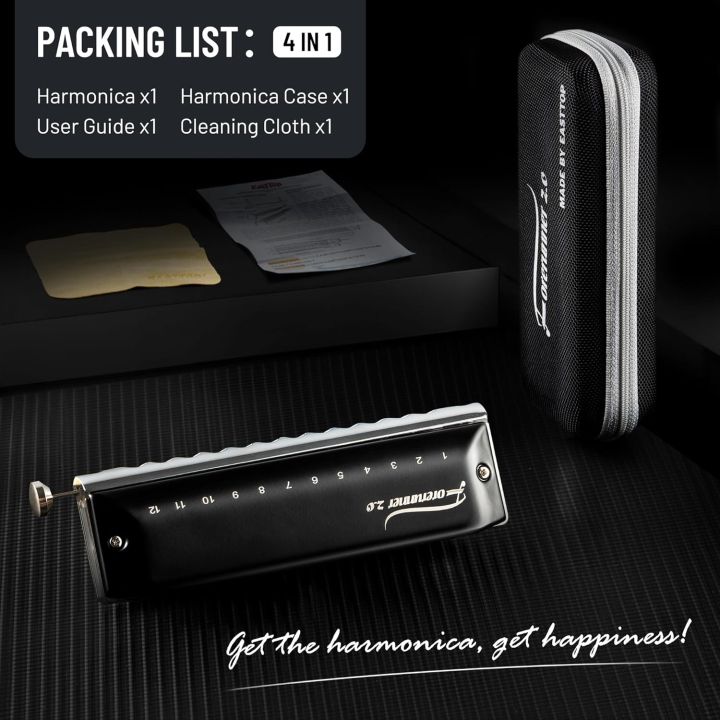 EAST TOP FORERUNNER 2.0 without valves Chromatic Harmonica 12-Hole 48 Tones C Key Chromatic Mouth Organ Harmonica