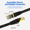 AMPCOM CAT7 Ethernet Cable (10G 600MHz), Shielded Flat RJ45 Network Patch Cord, 50u Gold Plated Lead, Polyester Braided. 