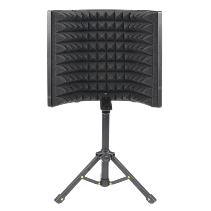 Mini 3 Panels Acoustics Microphone Isolation Shield Foam Wind Screen with Stand Plastic Portable Windscreen for Studio LO-PS58