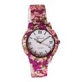 Magenta Printed Ceramics Ladies Wrist Watch. 