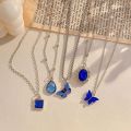 5Pcs Crystal Butterfly Heart Shape Chokers & Water Drop Pendant Necklaces Set for Women and Girls - Trendy Geometric Jewelry. 