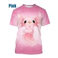 Axolotl 3D Print T-shirt Newest Animal Fashion Unisex Personality Creative Short Sleeve. 