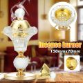【Daily Necessities For Anyone Store】Arabian Style Crystal Incense Plating Metal Incense Burner Traditional Mabkhara Home Desktop Decorative Ornt.