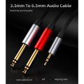 Audio Cable 3.5mm to Double 6.35mm Aux Cable Mono 6.5 to 3.5 Male for Mixer Amplifier Speaker 3.5mm Jack Splitter Cable. 