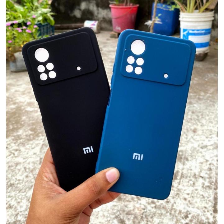 GOKEN Cover In Pelle TPU Per Xiaomi Poco X4 Pro 5G - Custodia Antiurto Con Trama Fibra Di Carbonio - Blu