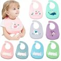 Silicone Baby Bibs with Food Catcher (Multicolor). 