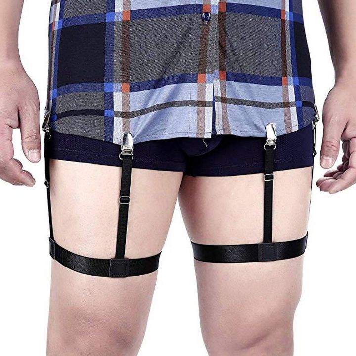 Shirt Holder Men's Shirt Stays Men's Shirt Tail Elastic Garter Straps Belt with Non-Slip Locking Clamps