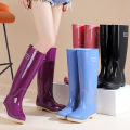 Extra-high 42cm women's rain boots, thickened anti-slip, rainy day travel women's rain boots, canteen cleaning, waterproof fashion rubber shoes.