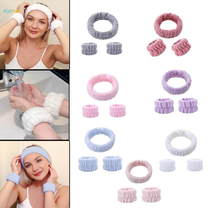 Face%20Wash%20Headband%20Wristband%20Set%20SPA%20Headband%20Makeup%20Headband%20Facial%20Wrist%20Cuffs%20for%20Shower%20,%20Gray%20-%20Image%207