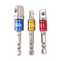 3PCS Socket Adapter Impact Set Hex Shank to 1/4 3/8 1/2 inch Colorful Extension Converter Impact Drill Bits Driver Hand Tools Turns Drill Into High Speed Nut Driver.