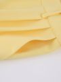 Mnealways18 Elegant Yellow Formal Trousers Women High Waisted Wide Leg Pants Female Office Work Spring Long Pants Solid Pockets.