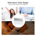 DoomHot Alarm Clock Digital Glow LCD Alarm Clock Desk Big Screen Temperature Humidity Calendar Display Clock Electric Smart Backlight Alarm Clock Table Clock Weekday Mode Snooze Alarm Clock for Home Bedroom Office. 