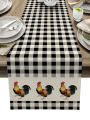 Party decoration, cotton sub farm rooster black and white plaid tablecloth, christmas dinner tablecloth, wedding linen tablecloth.