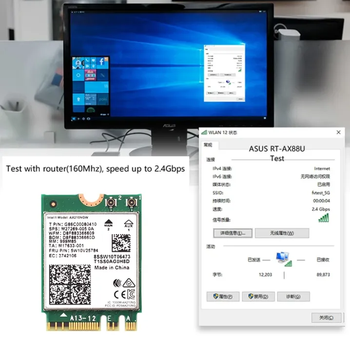 WiFi%206E%20Intel%20AX210%20Bluetooth%205.3%20M.2%20Wireless%20Card%20AX210NGW%202.4Ghz%205Ghz%206Ghz%205374Mbps%20802.11ax%20Wifi%206%20Adapter%20For%20laptop%20and%20PC%20-%20Image%203