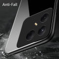 Biruiqu For Tecno Pova 7 Tempered Glass Back Soft Silicone Edge Black Case Cover Casing. 