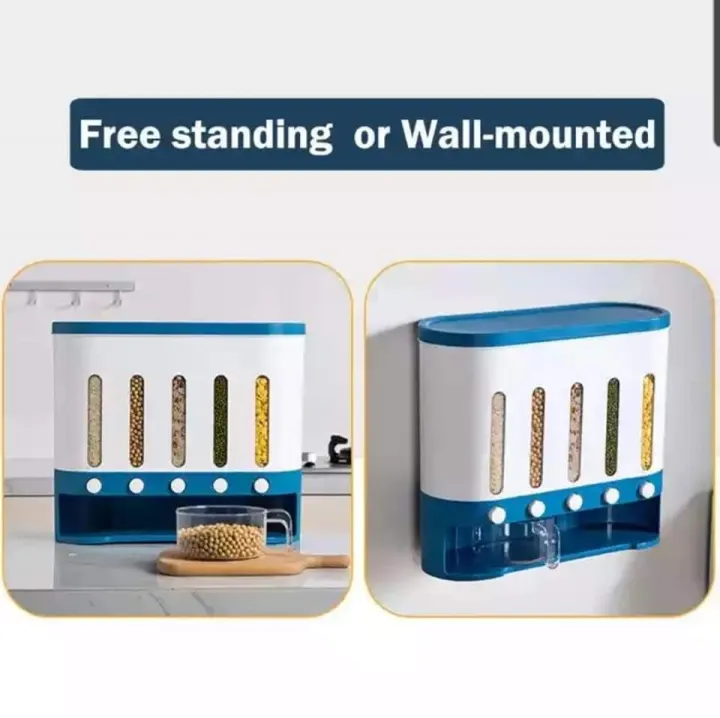 6%20in%201%20Wall%20Mount%20Kitchen%20Spice%20Containers-Dry%20Food%20Dispenser-Rice%20And%20Grain%20Dispenser-%20Automatic%20Rack%20Sealed%20Food%20Storage%20Box%20Grid%20-%20Image%202