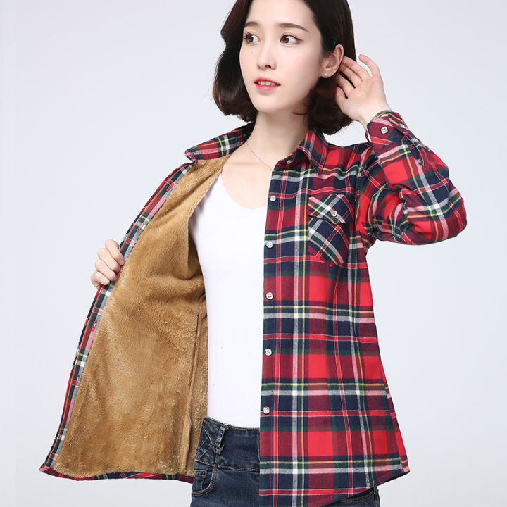 2023%20Winter%20New%20Plus%20Thick%20Women's%20Warm%20Plaid%20Shirt%20Coat%20Lady%20Casual%20Fleece%20Velvet%20Jacket%20Tops%20Hot%20Women%20Clothes%20Outerwear%20-%20Image%206
