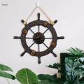 Creative Nautical Boat Steering Wall Decor Statue Craft Wooden Ship Wheel Wall Hanging Decor 28cm. 