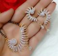 Indian Mangalautra Necklace White Stone Drop Gold Plated AD Bride Star Wedding. 