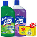 (Buy 2 Get 1 Free) Lizol Disinfectant Floor & Surface Cleaner 2 X 500ml Neem & Lavender + Trix Lemon Dishwash Bar 300g Free. 