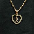 Letter S Alphabet Pendant With Chain Necklace.