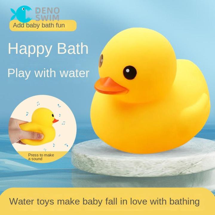 DENOSWIM 1pc Baby Bath Toys Mini Squeaky Rubber Duck Whistle Float Bath Pool Ducky Sound Shower Kids Toys