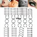Stainless steel 60 puncture set belly button ring full body piercing tongue nail lip nail ear piercing nose nail lip ring barbell. 