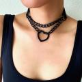 Vintage Heart Necklace Choker With Chain Goth Collar For Girls Grunge Punk Cute Kawaii Egirl Chocker Harajuku Accessories. 