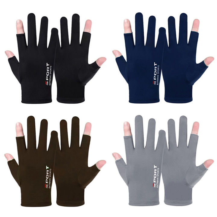Summer Gloves Men Ice Silk Sun Proction Driving Glove Fishing Gloves Breathable Cycling Hiking Glove Huiye