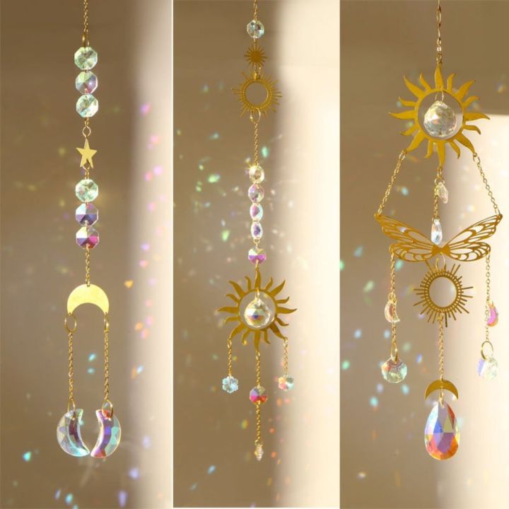 New Sun Moon Star Crystal Sun Catcher Rainbow Prism Balcony Yard Window ...