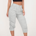 Womens Summer Cropped Pants Women Cargo Pants Cropped Trousers Harem Jogging Beam Foot Fitness Pocket Loose Short Pants Pantalon. 